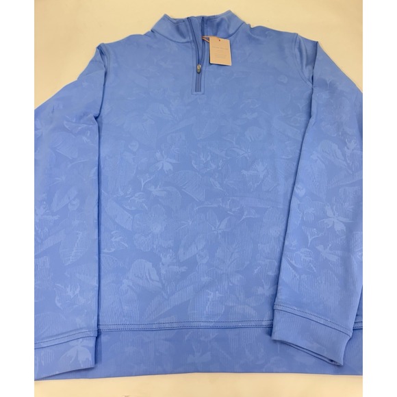 NWT Peter Millar Bonnet Blue Perth Shadow Stripe Floral Quarter-Zip SMALL $145 - Picture 8 of 11